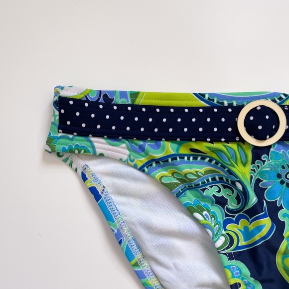 Swim Systems Belt Ring Low Rise Port Royal Paisley Polka Dot Bikini Bottom NWT - Picture 2 of 11
